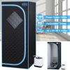 Full Size Portable Black Steam Sauna tent‚ÄìPersonal Home Spa, with Steam Generator, Remote Control, Foldable Chair